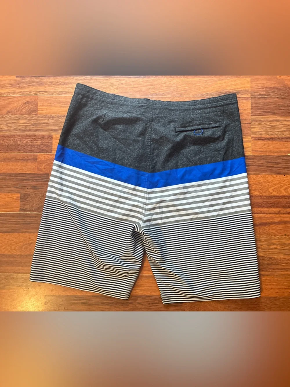 Men's Old Navy Black & Blue Striped Swim Trunks